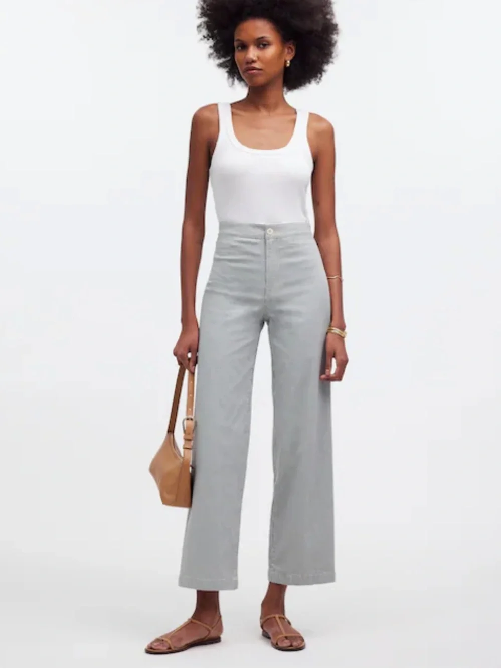 Madewell | Women’s Cream/Navy Double Pinstripe Wide Leg Cropped Pants Size 27